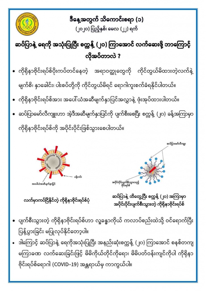 MINISTRY OF HEALTH AND SPORTS ၏ ဒီေန႔အတြက္သိေကာင္းစရာ Myanmar Medical